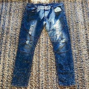 Denim Pants w/ Styled Tourn-Up Holes in the Front